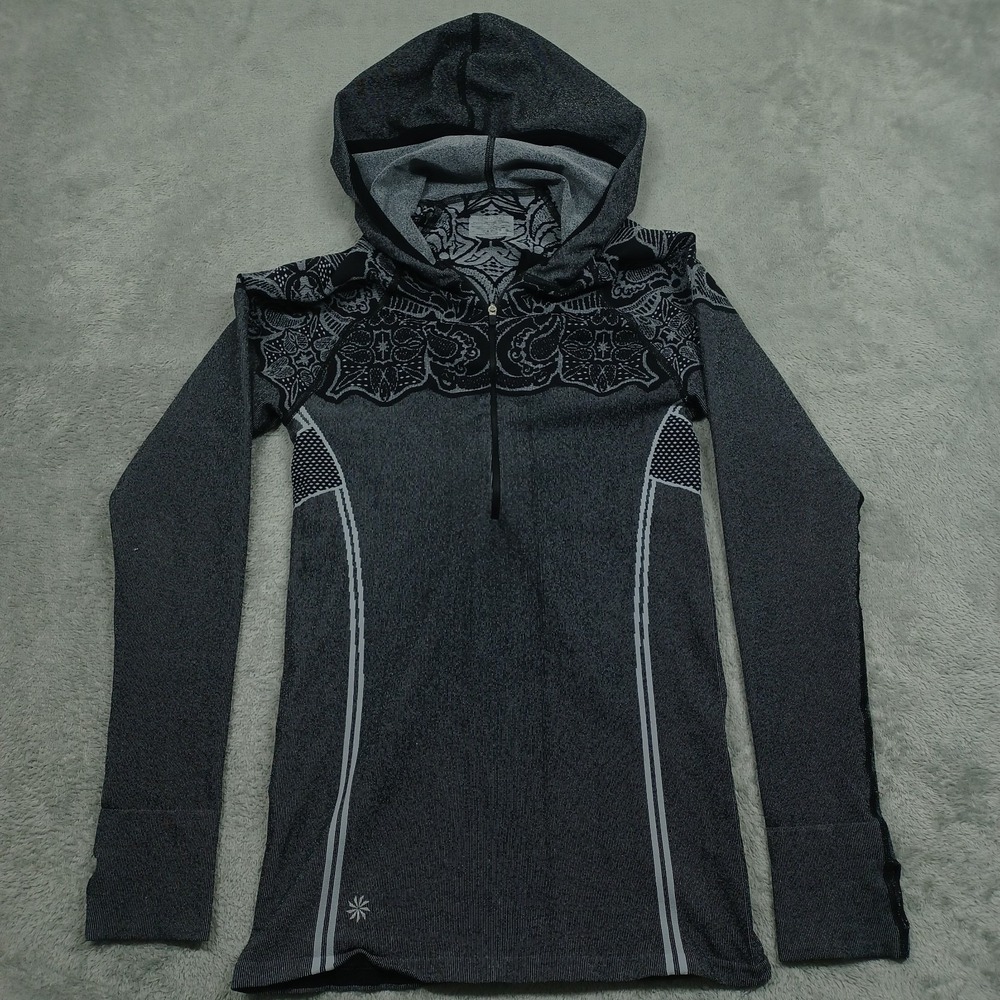Athleta Sweater Womens Medium Gray 1/4 Zip Pullover Hooded‎ Activewear